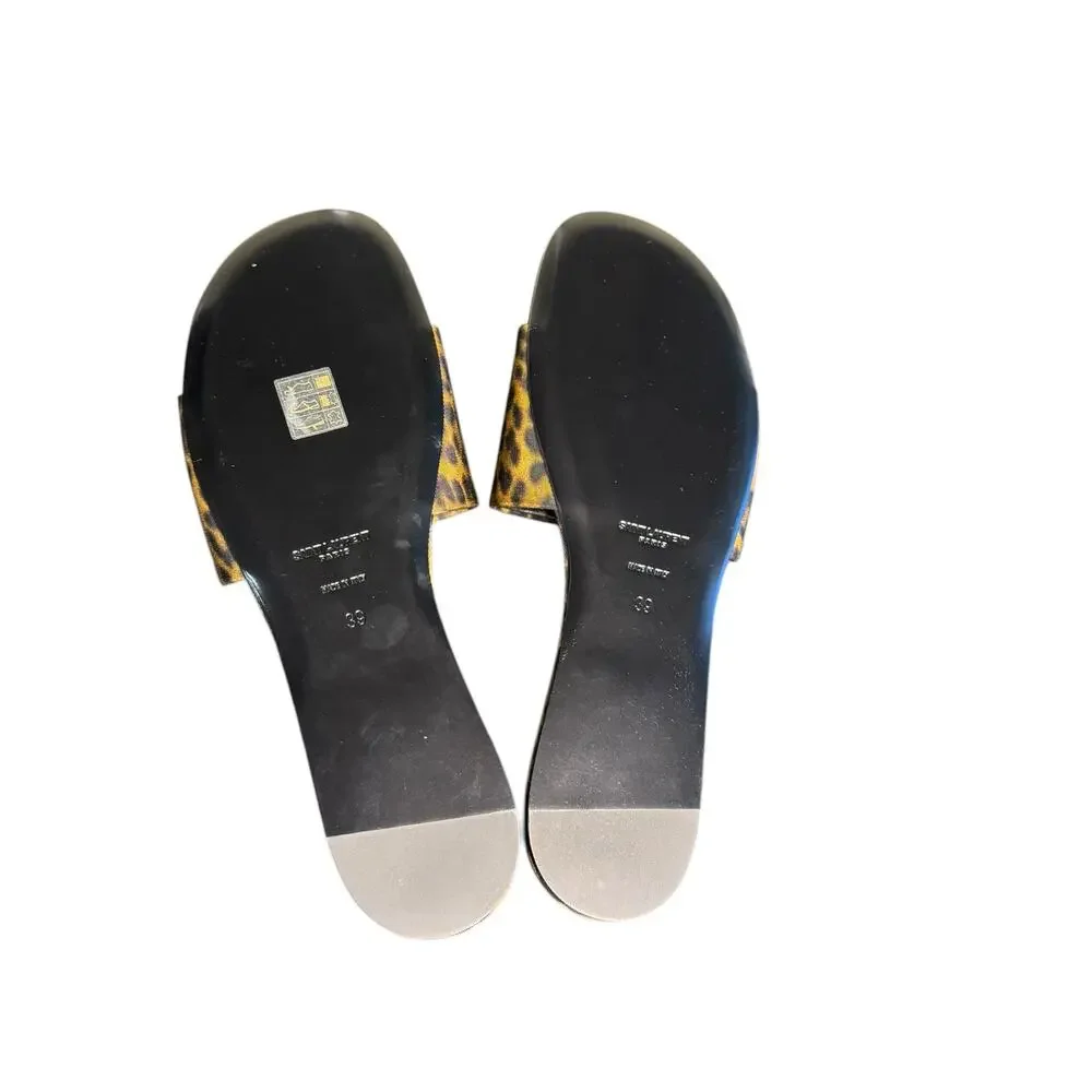 Saint Laurent NIB Carlyle Flat Slide in Leopard Size 39 - Picture 12 of 13